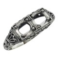 Art Deco Style Semi Mount Filigree Ring - Sterling Silver