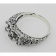 Art Deco Style Semi Mount Filigree Ring - Sterling Silver - FR-699-SEMI