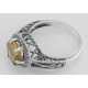 Victorian Style Citrine Solitaire Ring Sapphires Accents - Sterling Silver - FR-70-C