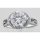 Victorian Style 6.5 Carat CZ Solitaire Ring Sapphire Accents Sterling Silver - FR-70-CZ