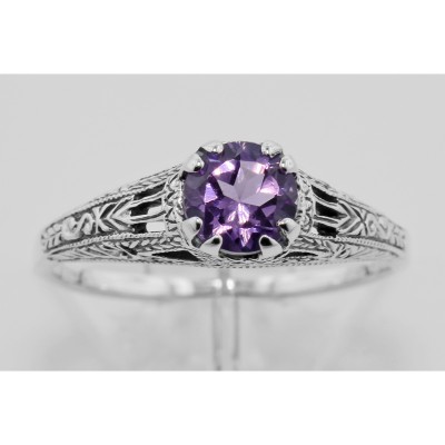 Amethyst Filigree Ring - Sterling Silver - FR-701-AM