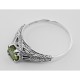 Art Deco Style Peridot Filigree Ring - Sterling Silver - FR-701-P