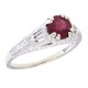 Natural Ruby Solitaire Filigree Ring - 14kt White Gold - FR-701-R-WG