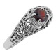 Victorian Style Red Garnet Filigree Ring - Sterling Silver - FR-709-G