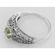 Natural Peridot Fine Filigree Ring - Art Deco Style - Sterling Silver - FR-709-P