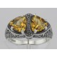 Unique Art Deco Style Citrine Filigree Ring - Sterling Silver - FR-751-C