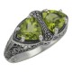 Unique Art Deco Style Peridot Filigree Ring - Sterling Silver - FR-751-P
