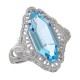 Art Deco Style Swiss Blue Topaz Filigree Ring - 14kt White Gold - FR-776-SBT-WG