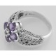 Classic Victorian Style Amethyst Filigree Ring CZ Center - Sterling Silver Flower Ring - FR-778-AM