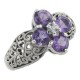 Classic Victorian Style Amethyst Filigree Ring CZ Center - Sterling Silver Flower Ring - FR-778-AM