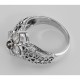 Art Deco Style Garnet Filigree Ring w/ CZ - Sterling Silver - FR-778-CZ-G