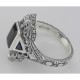Art Deco Style Black Onyx Filigree Ring w/ Sapphire Accents Sterling Silver - FR-789-O-S