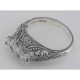 Art Deco Style Sterling Silver Filigree Ring with 3 Princess Cut White Topaz - FR-810-WT