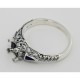 Semi Mount Art Deco Style Ring Enamel Accents - Sterling Silver - FR-816-SEMI