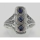 Filigree Ring w/ Sapphire - Sterling Silver - FR-817-S