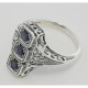 Filigree Ring w/ Sapphire - Sterling Silver - FR-817-S