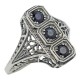 Filigree Ring w/ Sapphire - Sterling Silver - FR-817-S
