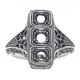 Classic Art Deco Style Ring - Semi Mount Sterling Silver - FR-817-SEMI