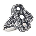 Classic Art Deco Style Ring - Semi Mount Sterling Silver