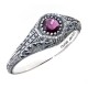 Victorian Style Ruby Filigree Ring Sterling Silver - FR-117-R