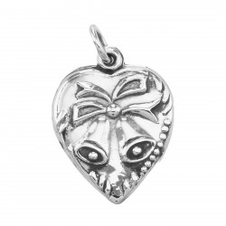 Heart Pendant Charm with Bells - Sterling Silver