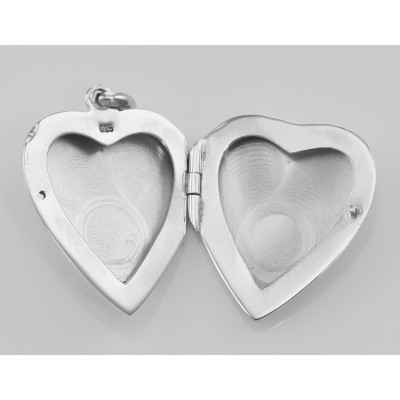 Heart Shaped Cat Sterling Silver Locket Pendant - HP-142