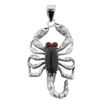 Scorpion Pendant - Onyx / Carnelian - Scorpio - Sterling Silver - HP-150