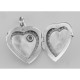 Sterling Silver Heart Locket Pendant with Red CZ - Victorian Style - HP-197
