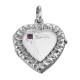 Sterling Silver Heart Locket Pendant with Red CZ - Victorian Style - HP-197