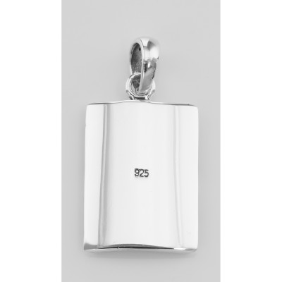 Sterling Silver Rectangular Shaped Pendant w/ Border Design - HP-306
