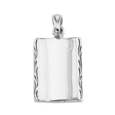 Sterling Silver Rectangular Shaped Pendant w/ Border Design - HP-306