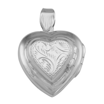 Vintage Style Double Heart Locket Pendant in Fine Sterling Silver - HP-33013