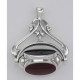Antique Style 3 Stone Spinning Fob Pendant - Sterling Silver - HP-382