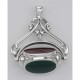 Antique Style 3 Stone Spinning Fob Pendant - Sterling Silver - HP-382