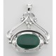 Antique Style 3 Stone Spinning Fob Pendant - Sterling Silver - HP-382