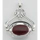Antique Style 3 Stone Spinning Fob Pendant - Sterling Silver - HP-382
