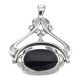 Antique Style 3 Stone Spinning Fob Pendant - Sterling Silver - HP-382