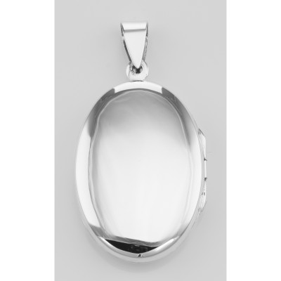 Antique Style Oval Floral Locket Pendant - Sterling Silver - HP-468
