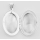 Antique Style Oval Floral Locket Pendant - Sterling Silver - HP-468
