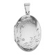 Antique Style Oval Floral Locket Pendant - Sterling Silver - HP-468