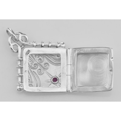 Victorian Style Diamond Shaped Locket - Fob Pendant - Sterling Silver - HP-497