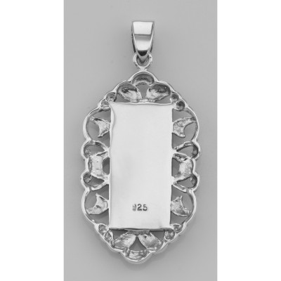 Antique Style Marcasite and Purple Mother of Pear Pendant - Sterling Silver - HP-503