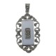 Antique Style Marcasite and Purple Mother of Pear Pendant - Sterling Silver - HP-503
