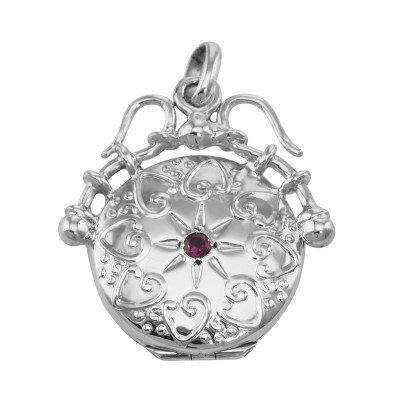 Unique Victorian Style Round Sterling Silver Fob Locket Pendant - HP-508