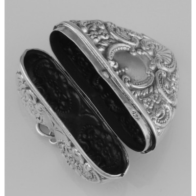 Victorian Style Sterling Silver Heart Locket Box Pendant - Large - HP-538