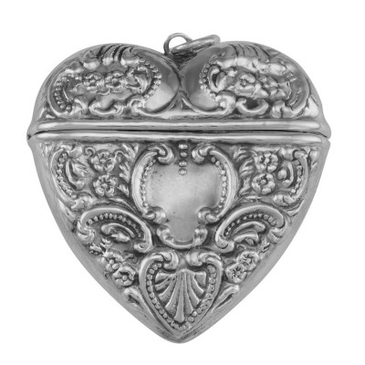 Victorian Style Sterling Silver Heart Locket Box Pendant - Large - HP-538