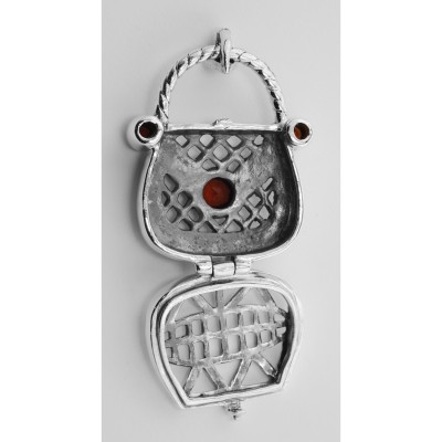 Sterling Silver Garnet Purse Pendant / Pillbox - HP-59-G