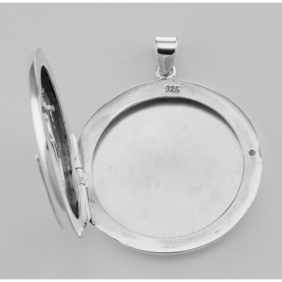 Sterling Silver Round Art Nouveau Style Locket - Large - HP-6117