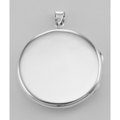 Sterling Silver Round Art Nouveau Style Locket - Large - HP-6117