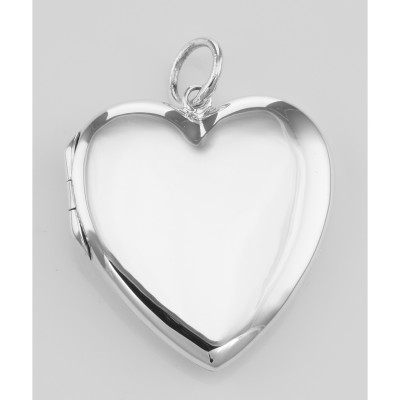 Sterling Silver Cherub Heart Locket Pendant Red CZs - HP-6307-G